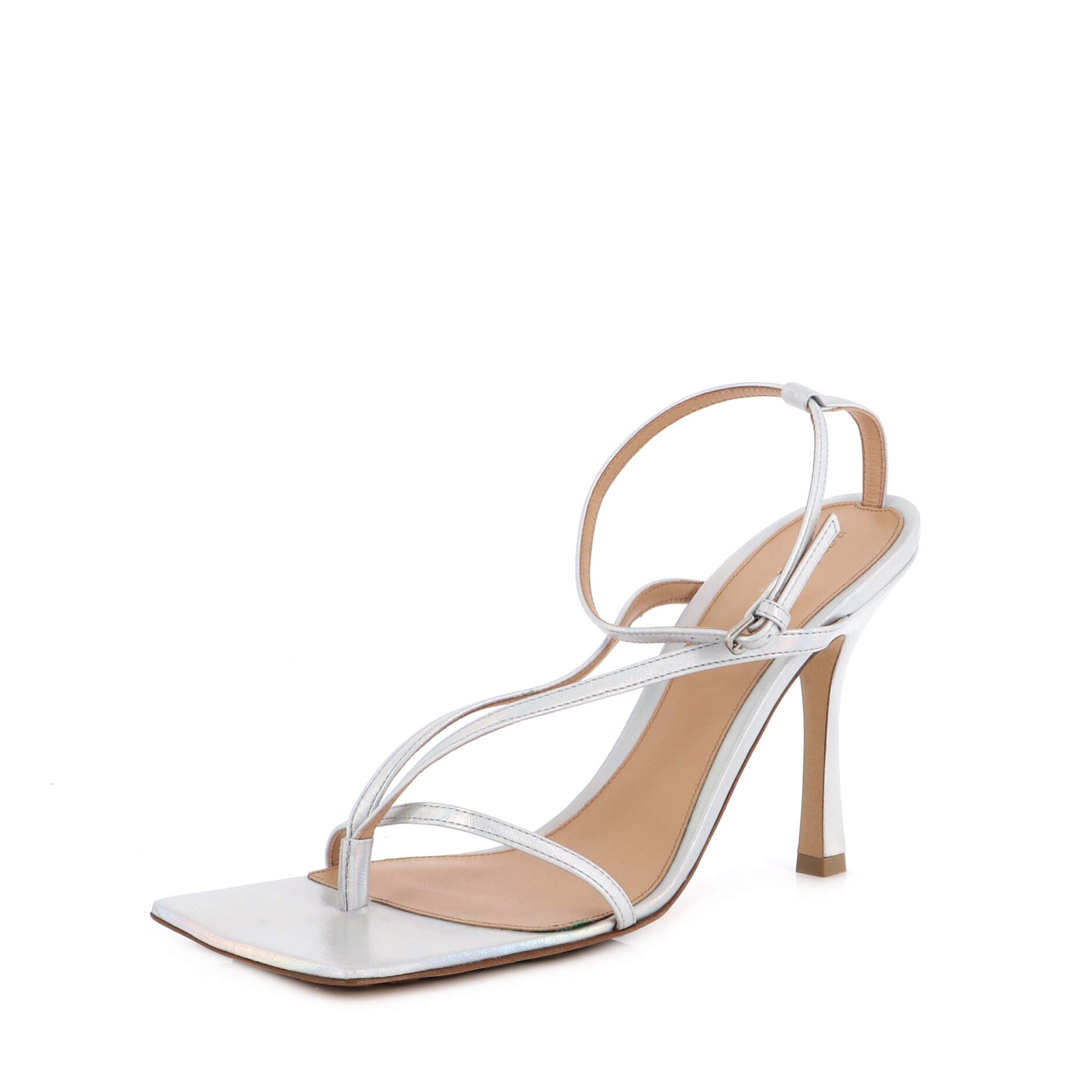 Women's Stretch Strap Heeled Sandals Leather