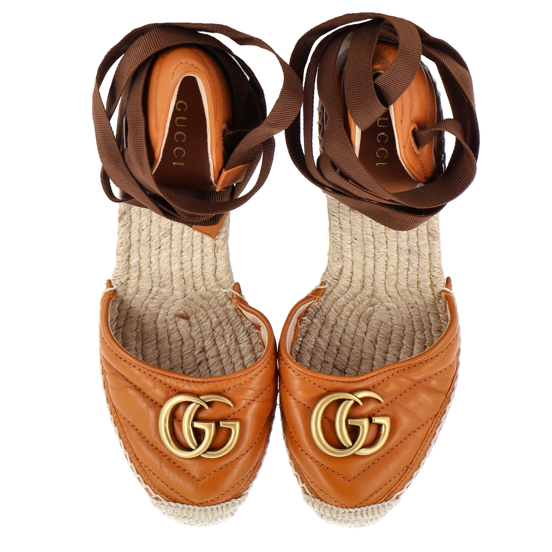 Women's GG Marmont Wedge Espadrilles Matelasse Leather