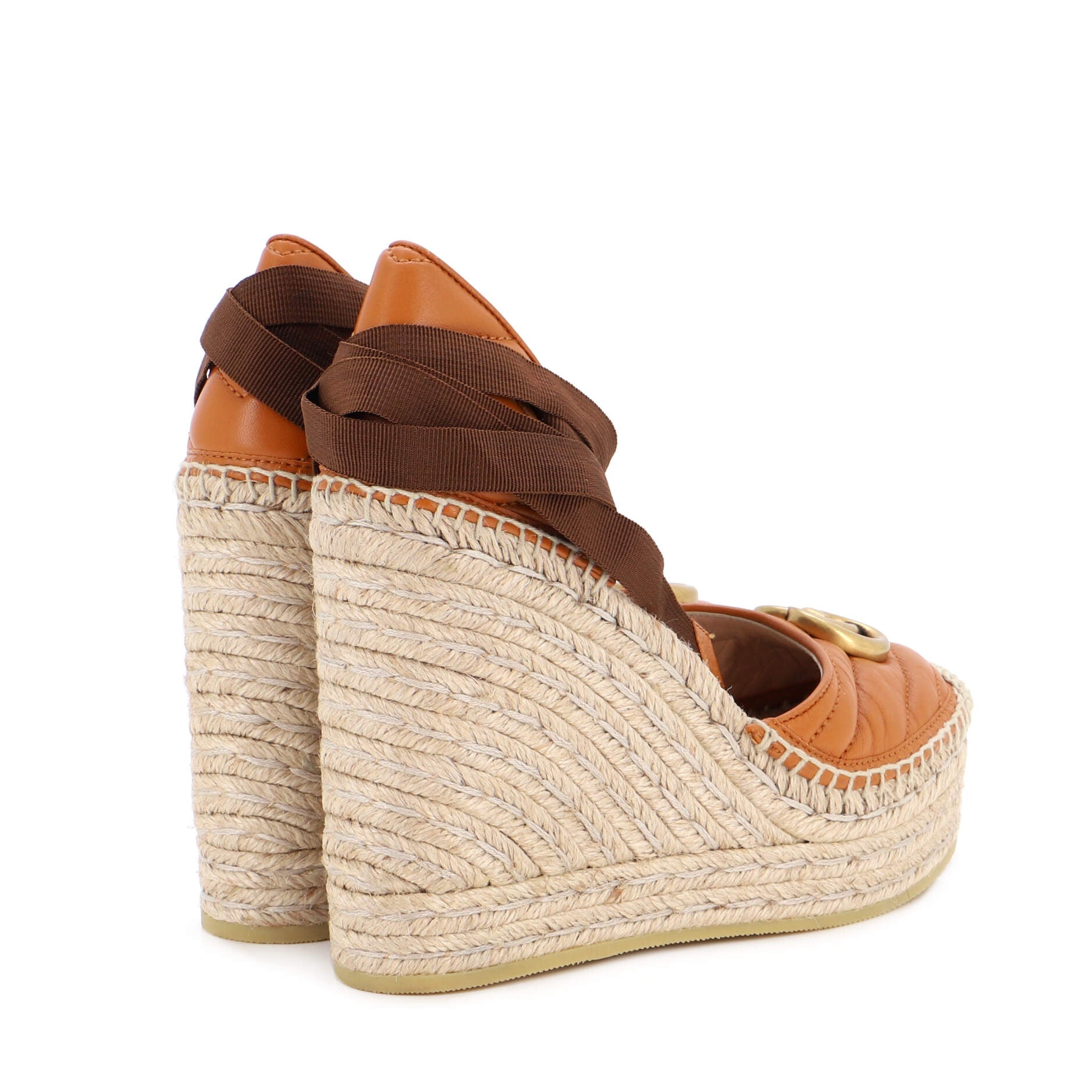 Women's GG Marmont Wedge Espadrilles Matelasse Leather
