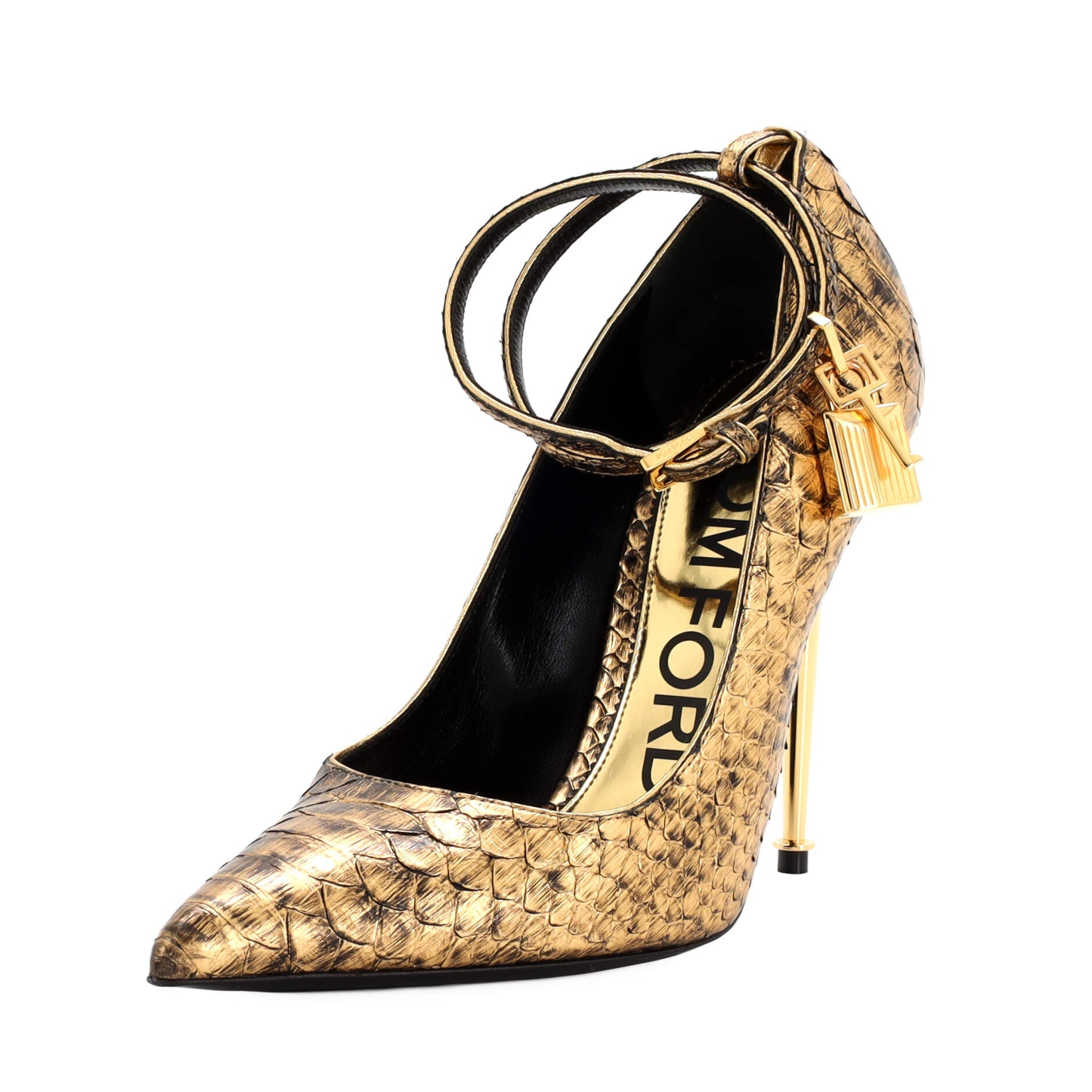 Women's Padlock Pumps Crocodile Embossed Leather 110