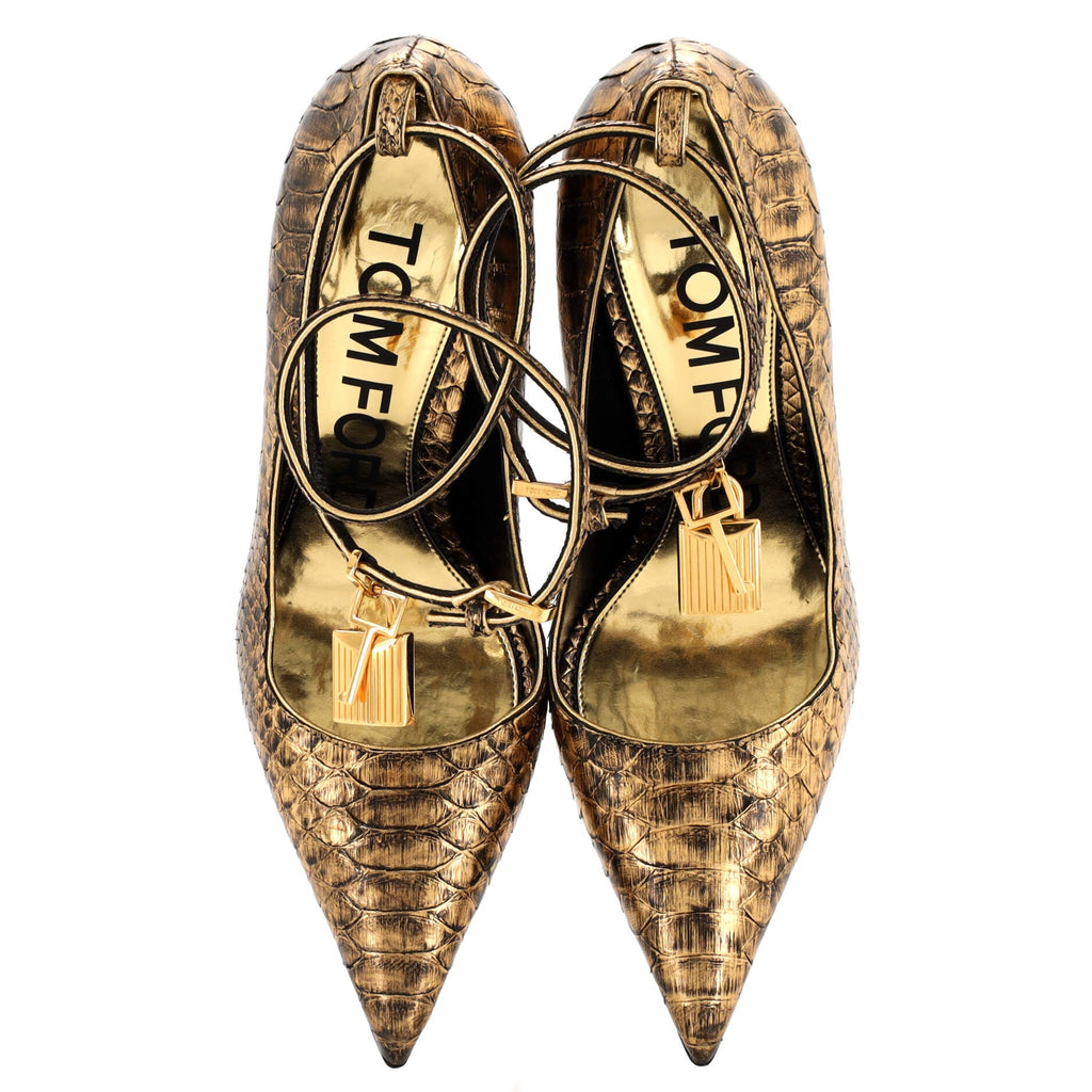 Women's Padlock Pumps Crocodile Embossed Leather 110