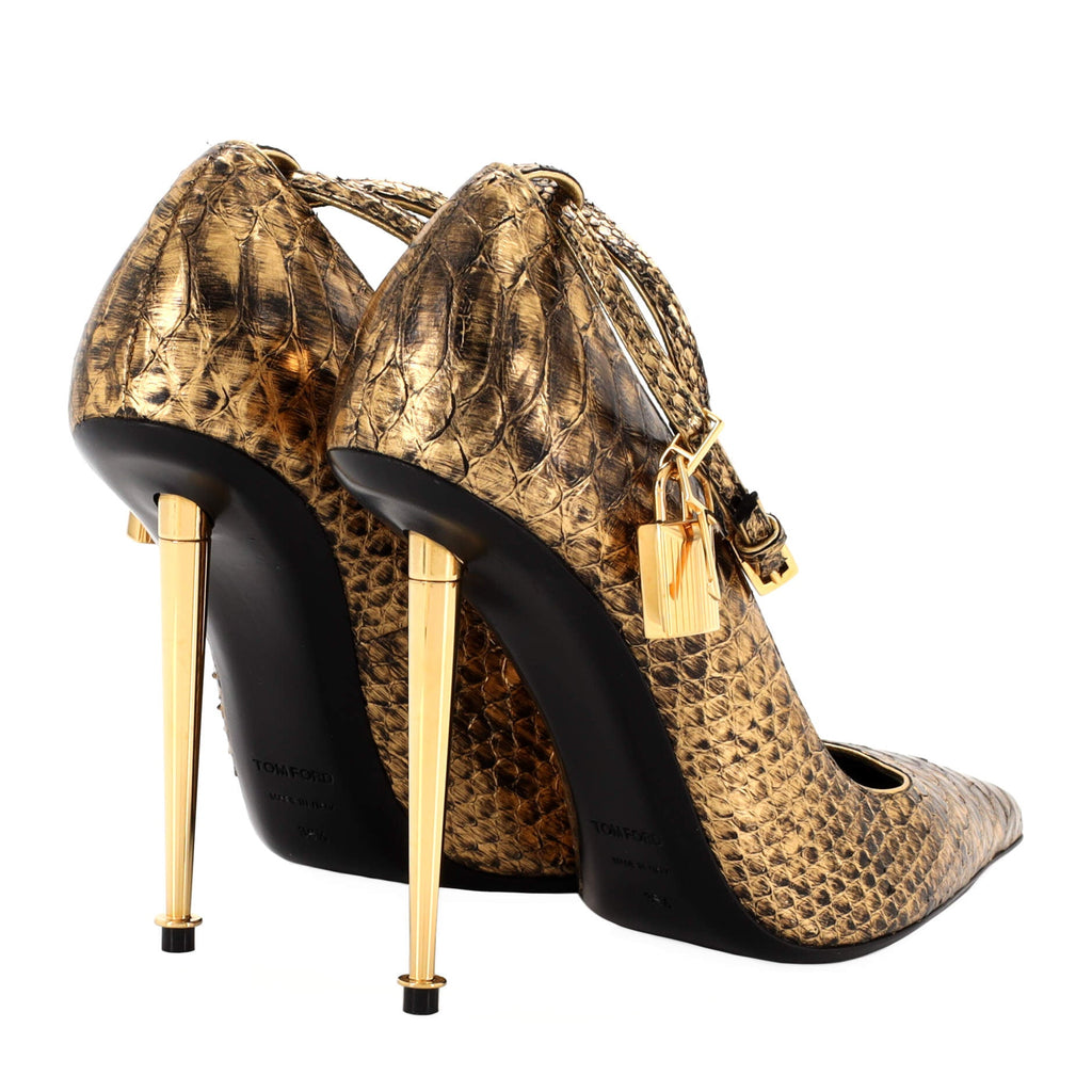 Women's Padlock Pumps Crocodile Embossed Leather 110
