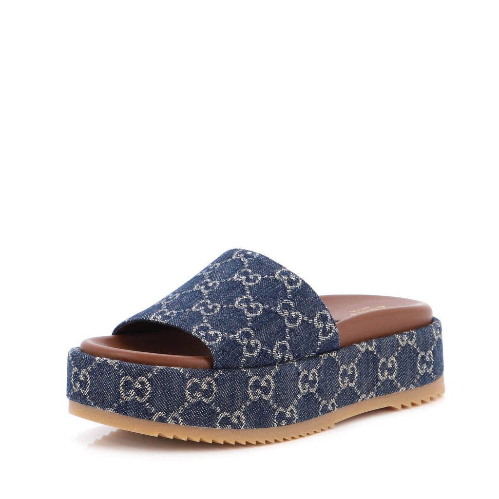 Women's Angelina Platform Slide Sandals GG Denim