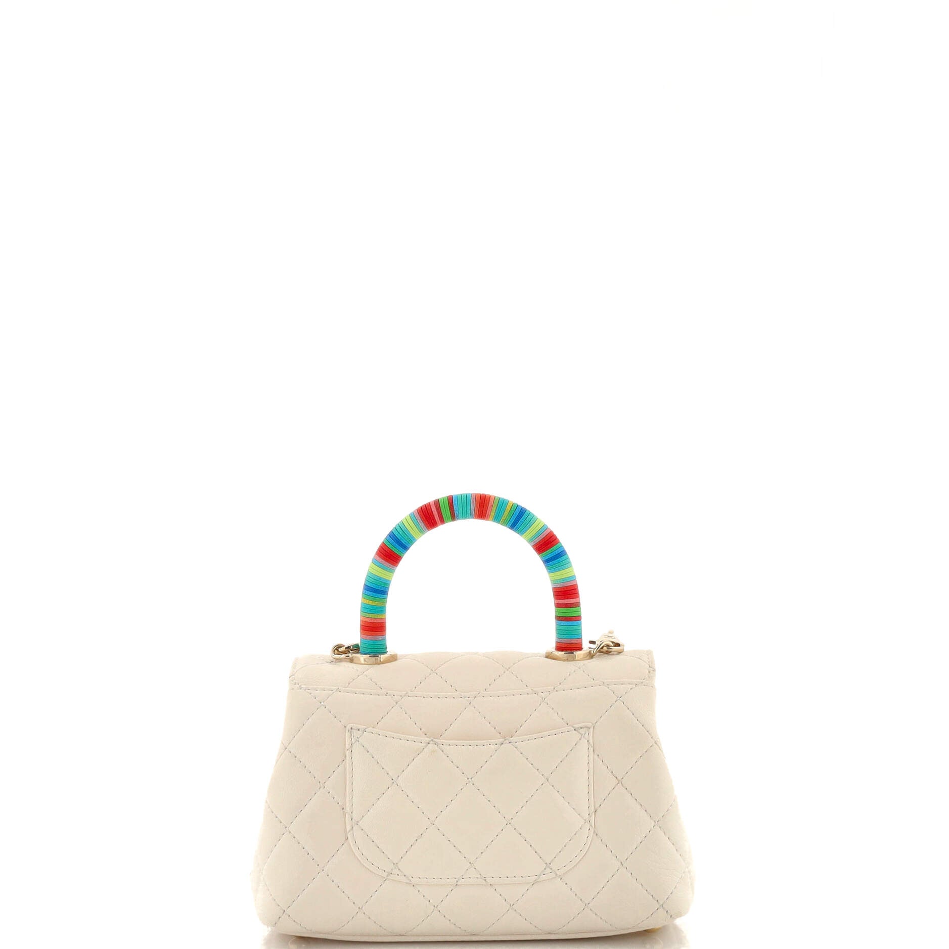 Coco Top Handle Bag Quilted Goatskin with Multicolor Handle Extra Mini