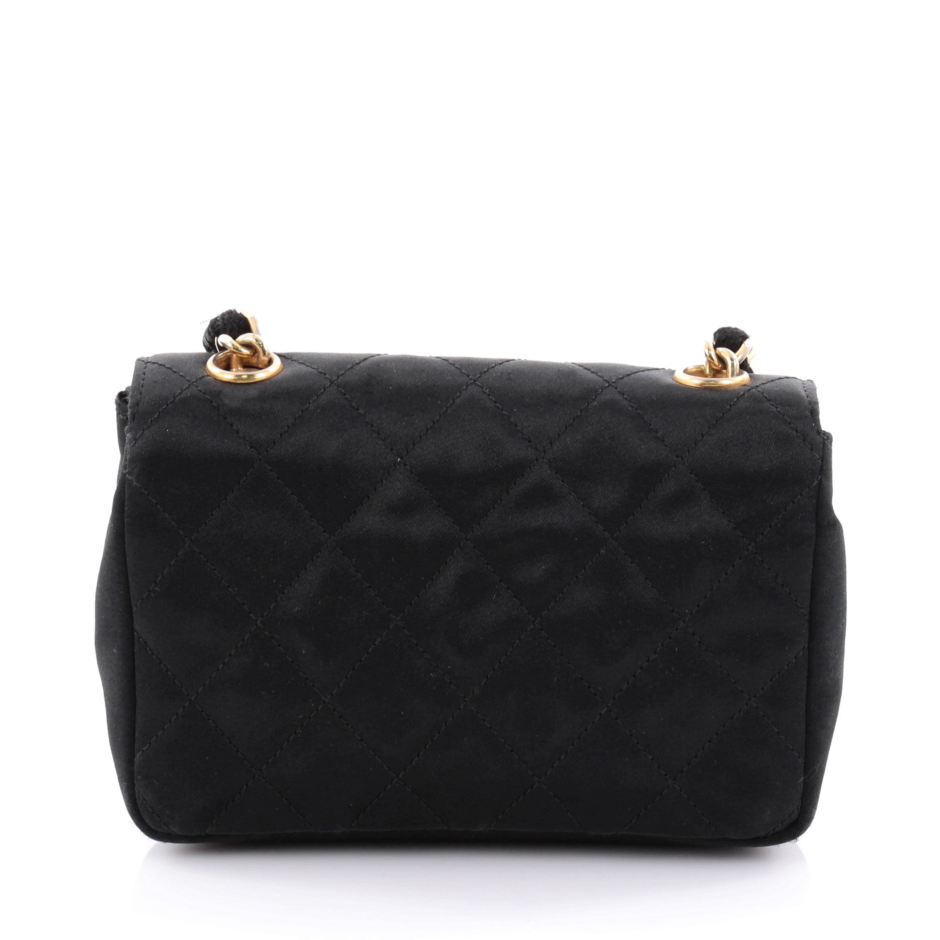Vintage CC Chain Flap Bag Quilted Satin Extra Mini