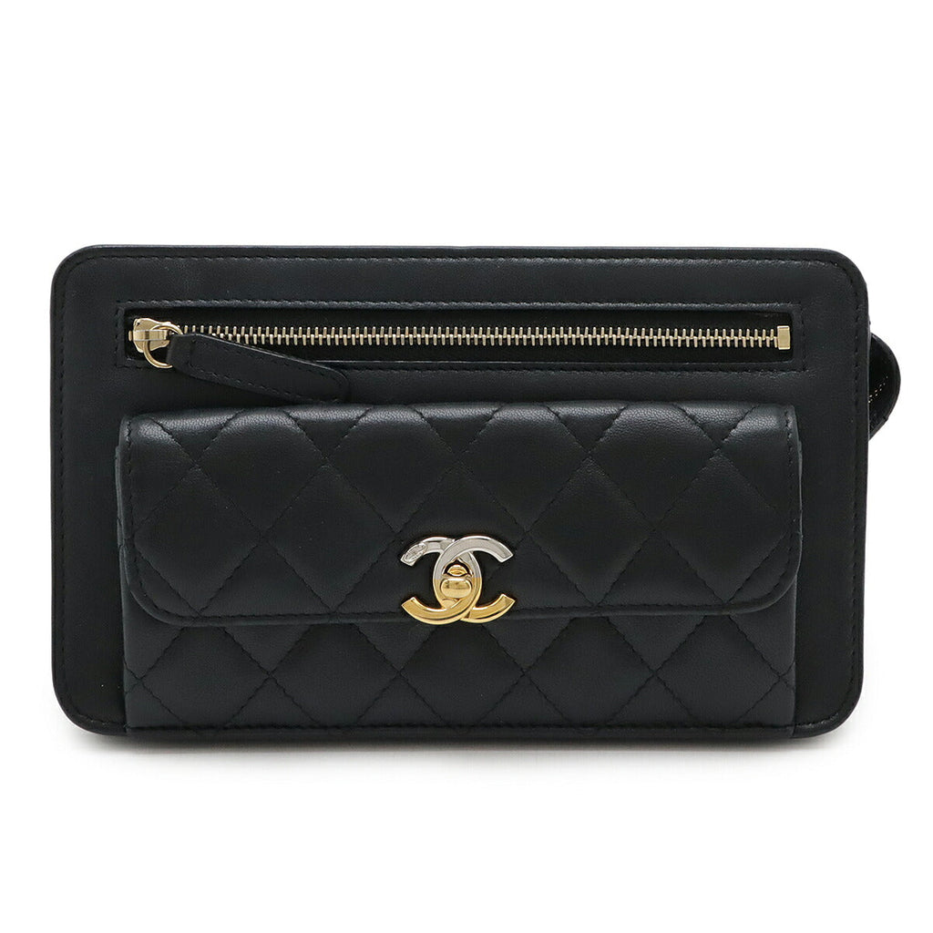Chanel Matelasse Lambskin Clutch Bag