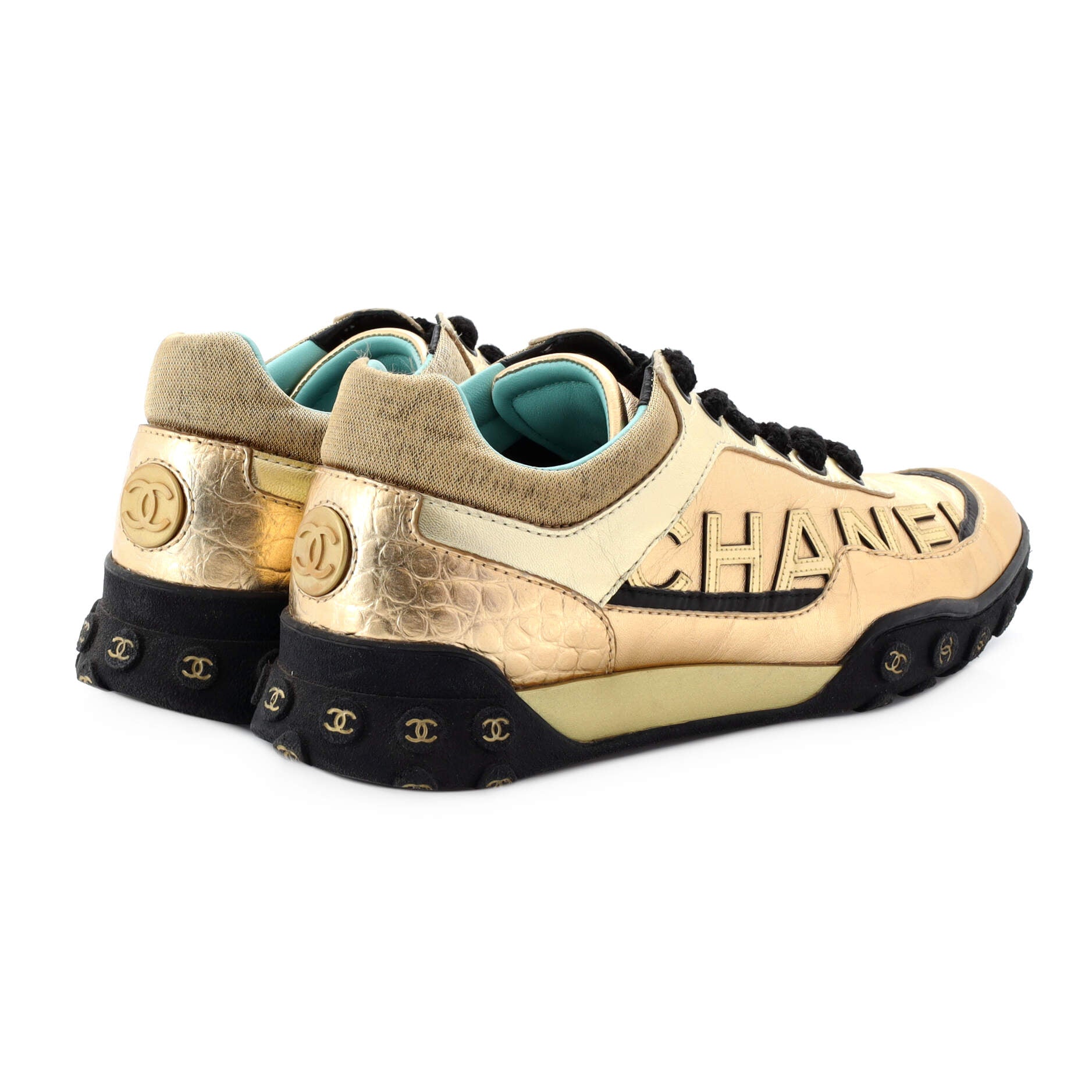 Logo Low-Top Sneakers Leather with Crocodile Embossed Leather