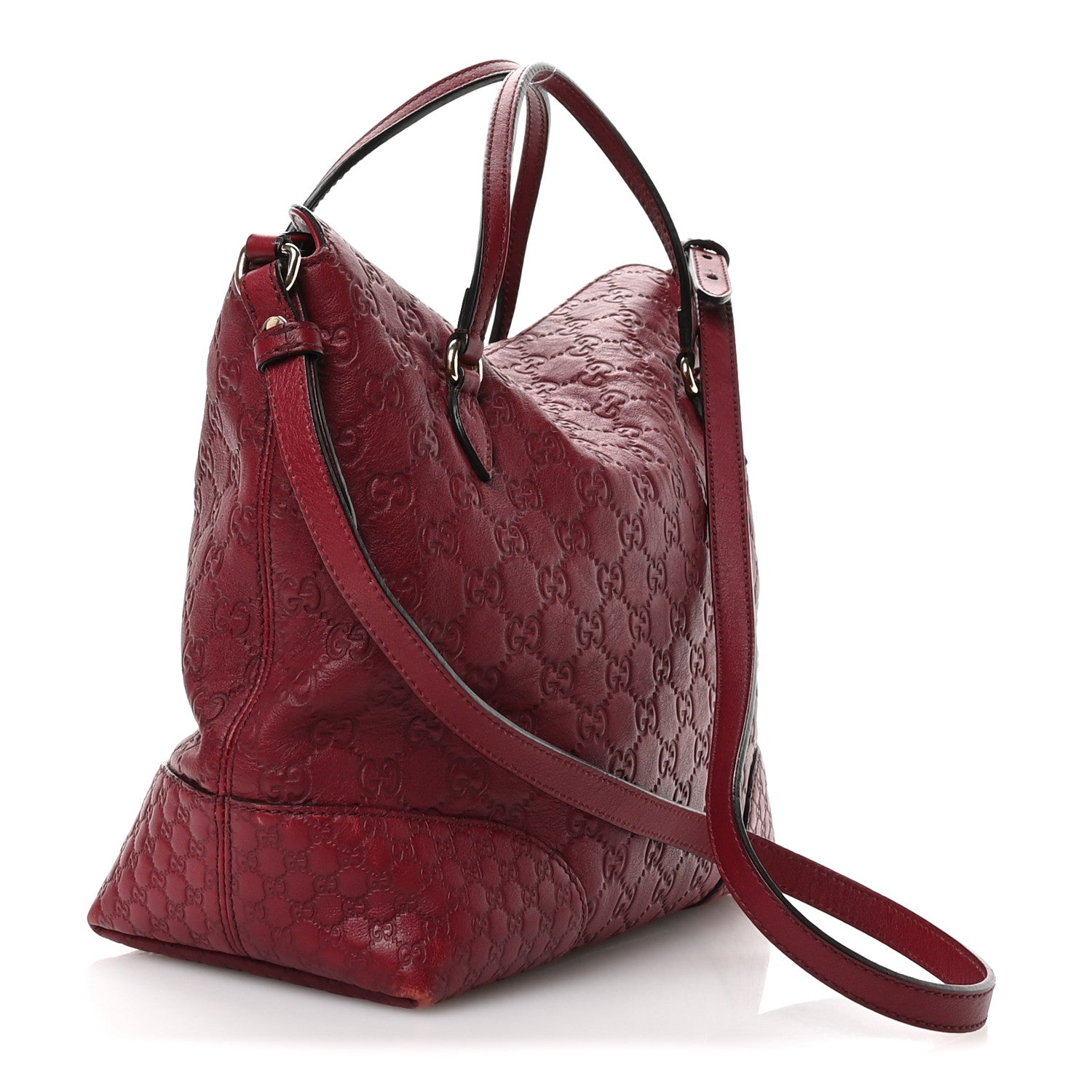 Guccissima Medium Bree Foldover Tote Classic Ruby