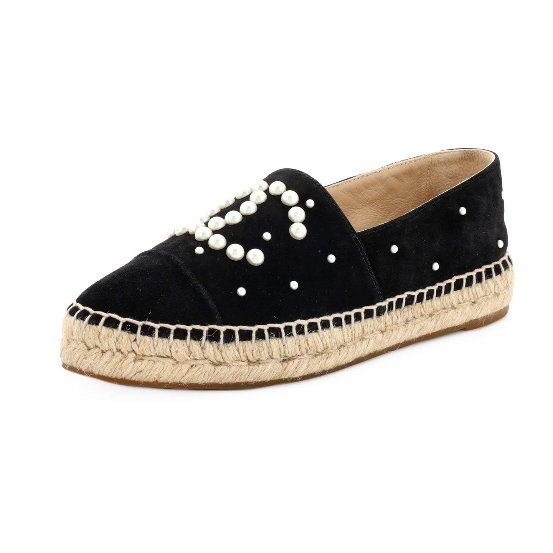 Women's CC Cap Toe Espadrilles Embellished Suede