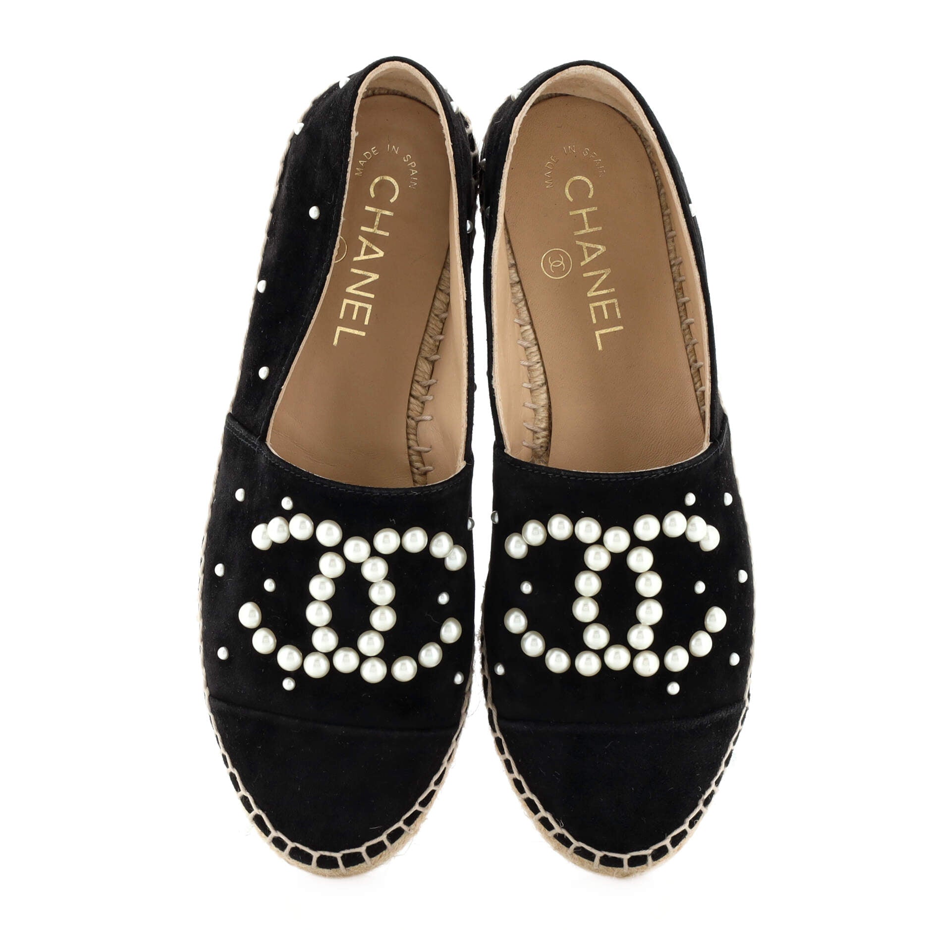 Women's CC Cap Toe Espadrilles Embellished Suede