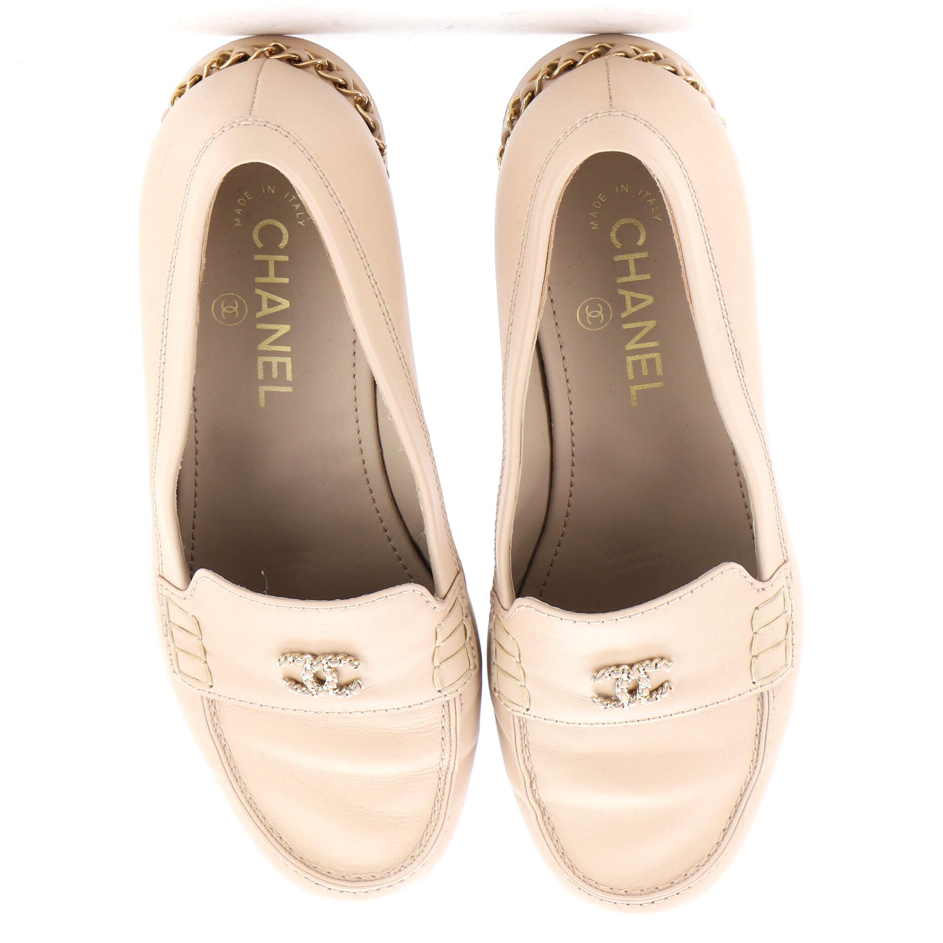 Women's CC Chain Mocassin Loafers Leather