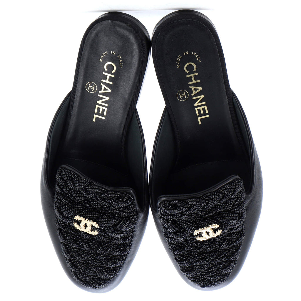 Women's CC Flat Mules Beaded Leather