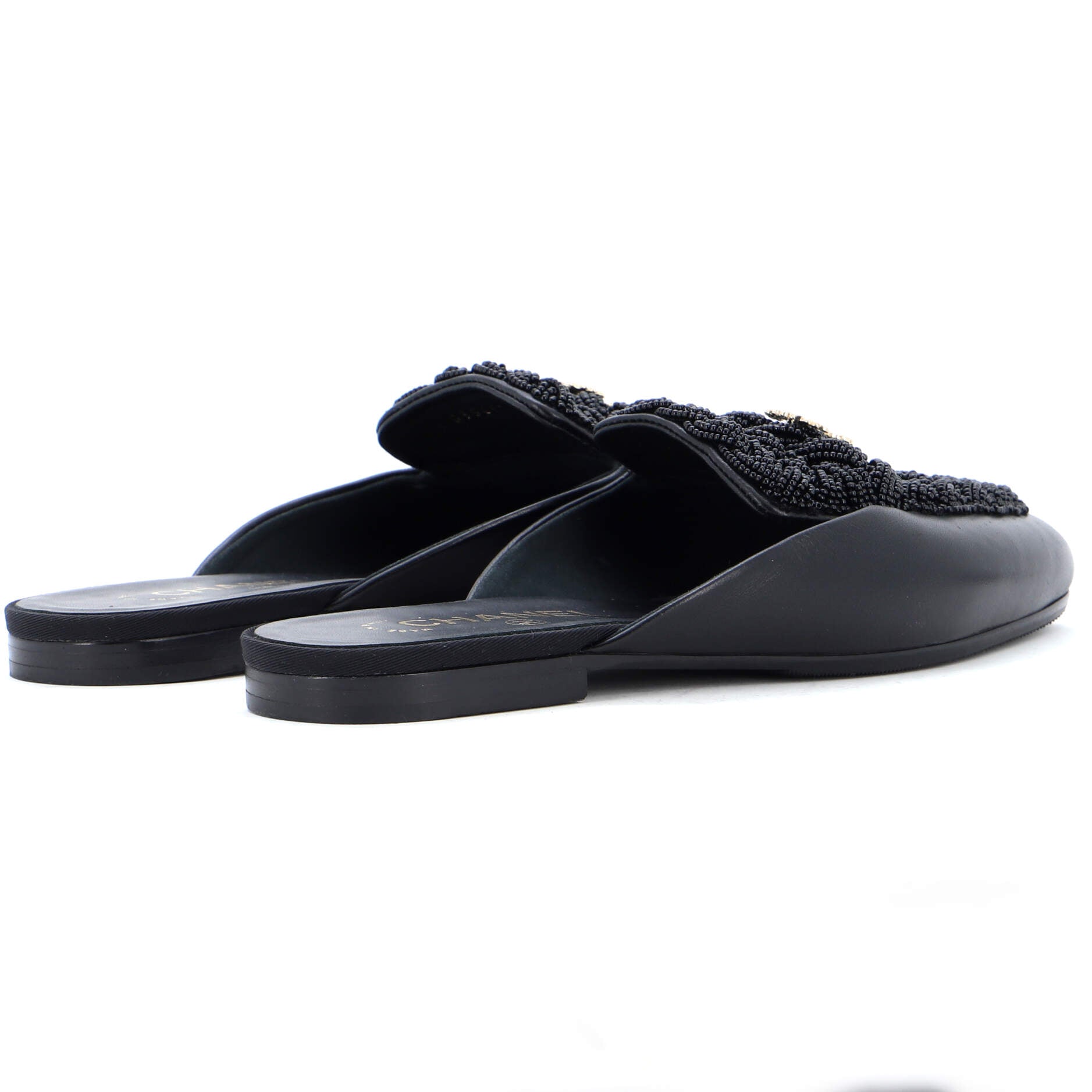 Women's CC Flat Mules Beaded Leather