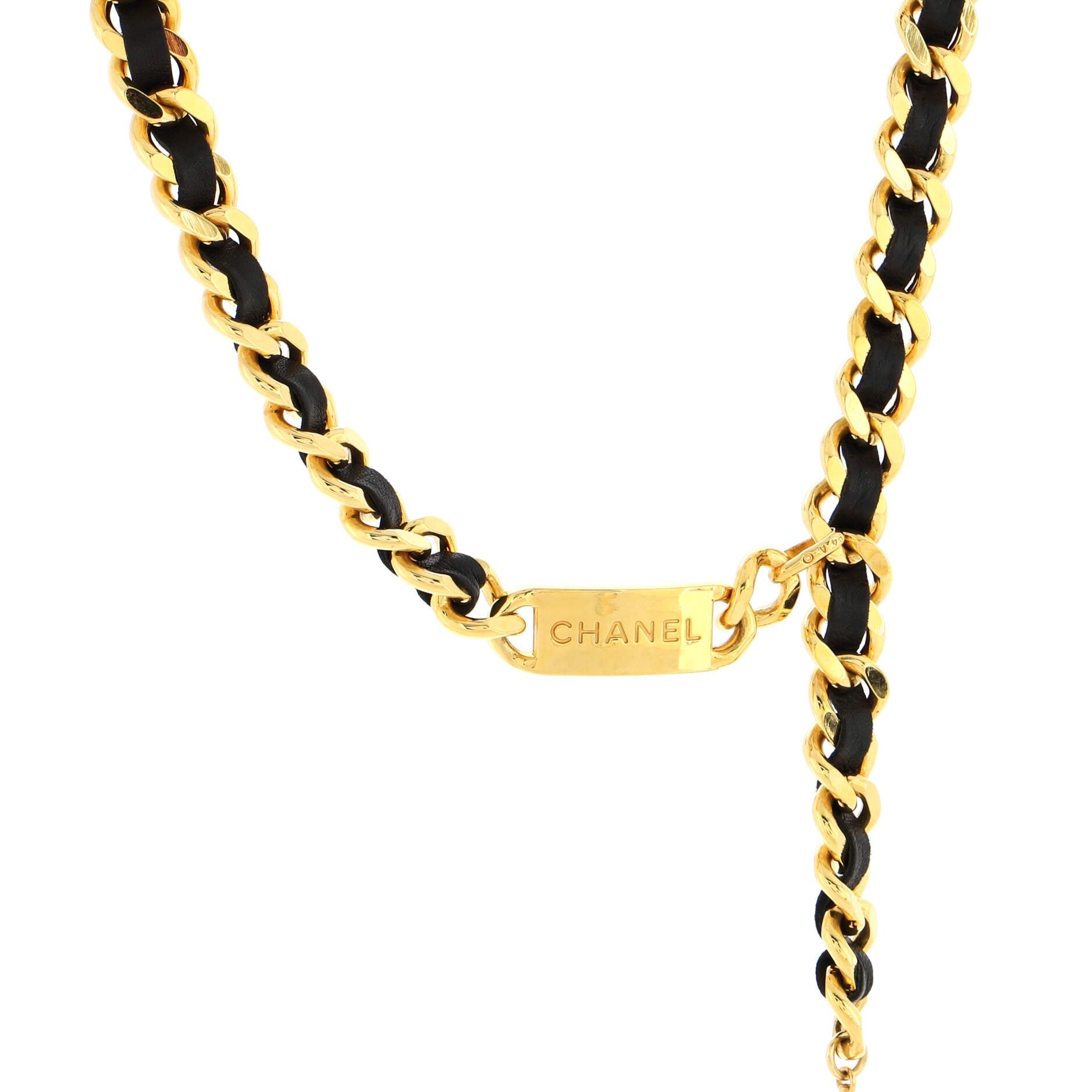Vintage Medallion Chain Belt Metal and Leather 80