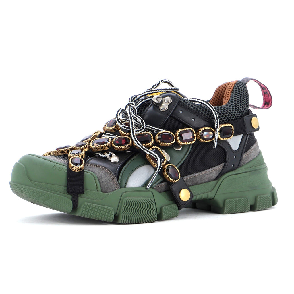 Flashtrek Sneakers Fabric and Leather with Crystals