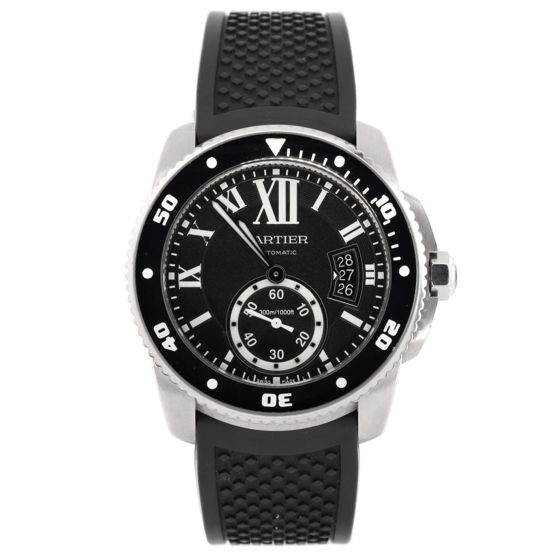Calibre de Cartier Automatic Watch Stainless Steel and Rubber with Ceramic 42
