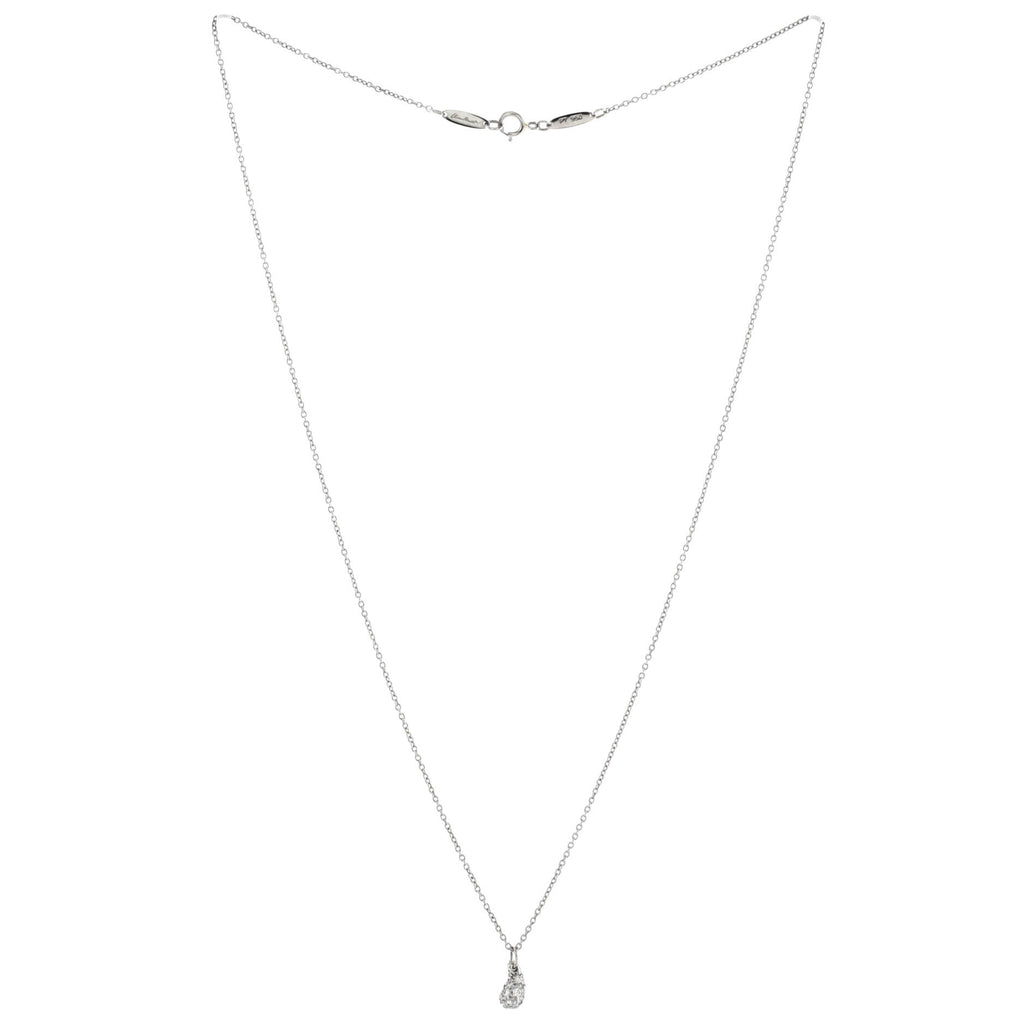 Elsa Peretti Teardrop Pendant Necklace Platinum with Diamonds Small