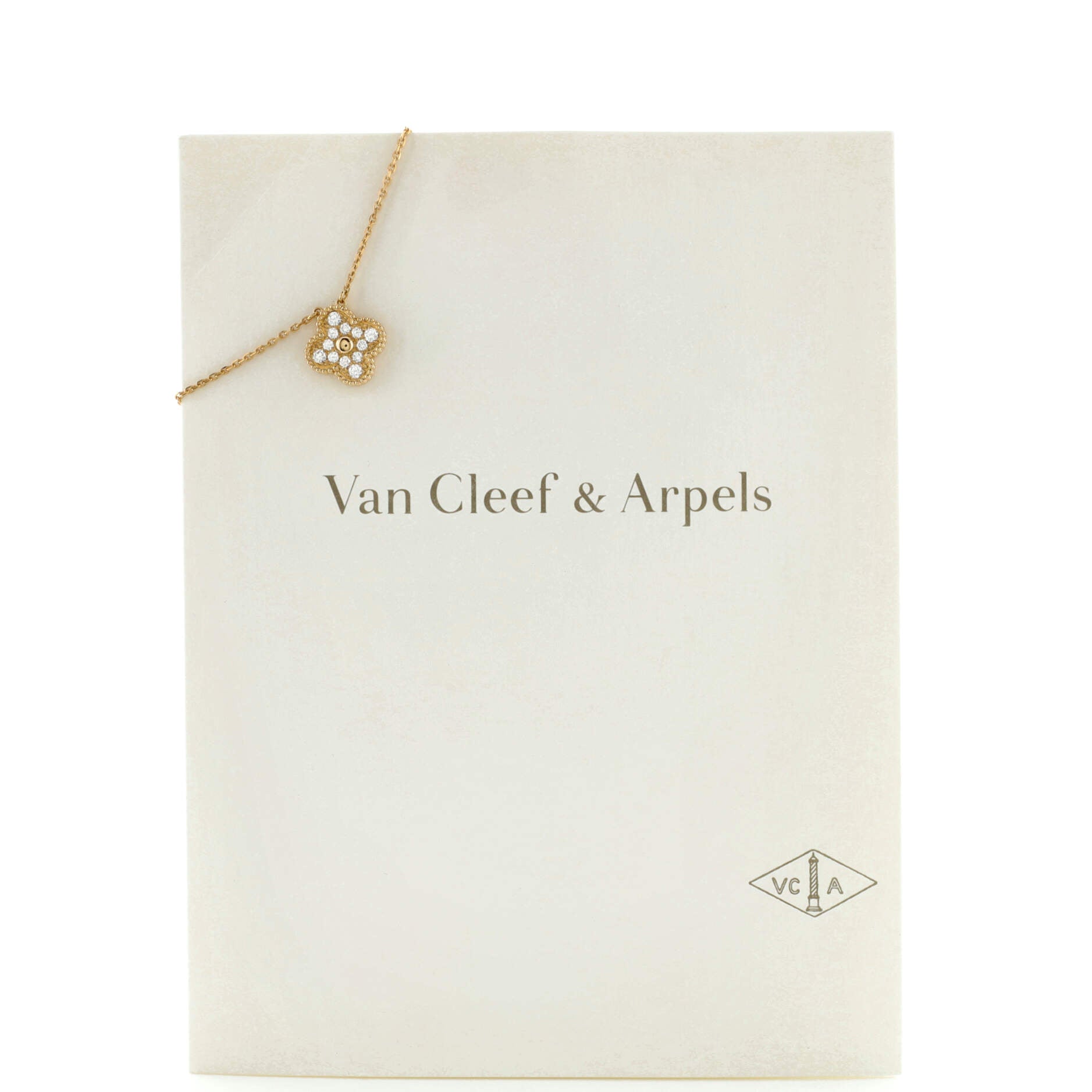 Vintage Alhambra Pendant Necklace 18K Yellow Gold and Diamonds