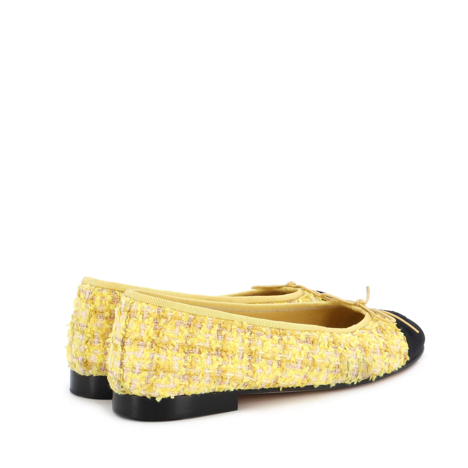 Women's CC Cap Toe Bow Ballerina Flats Tweed with Grosgrain
