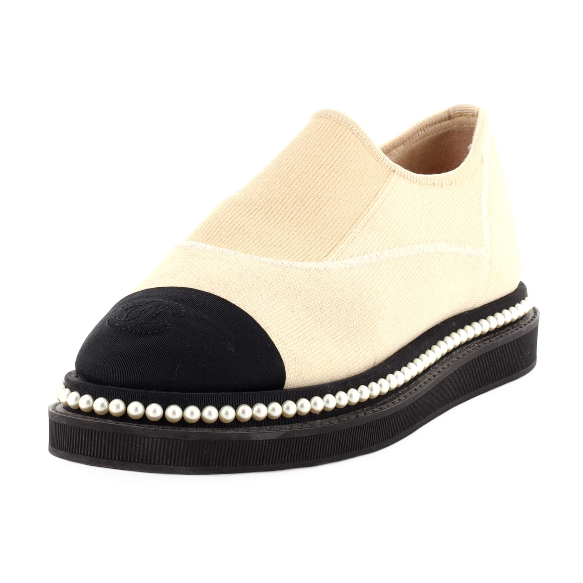 Women's CC Cap Toe Pearl Slip-On Sneakers Knit Fabric