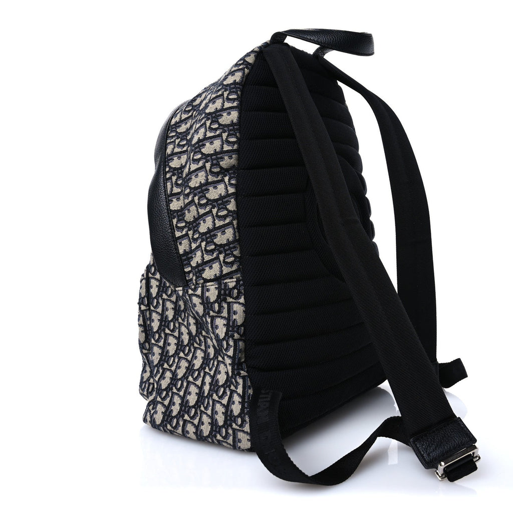 Oblique Calfskin Rider Backpack Beige Black