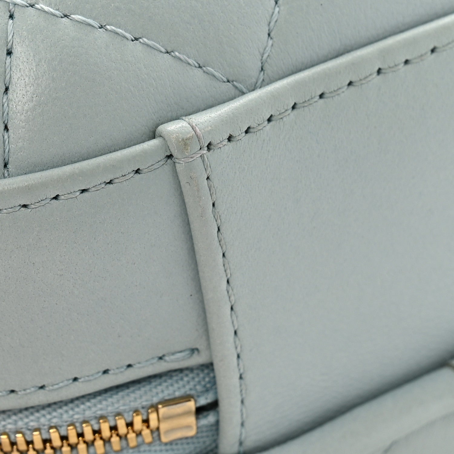 Lambskin Quilted Small CC Bubble Vanity Case With Chain Light Blue