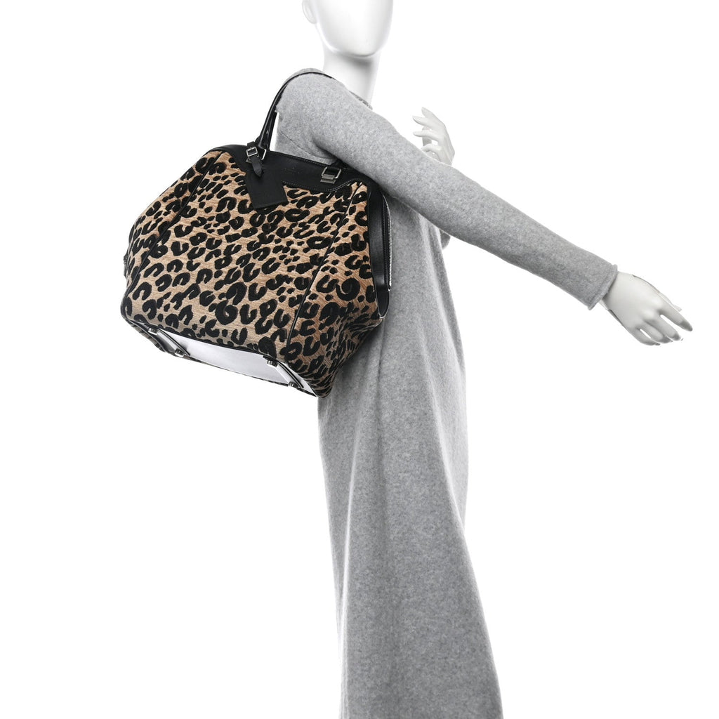 Jacquard Velvet Leopard Print Stephen Sprouse North South Bag Black