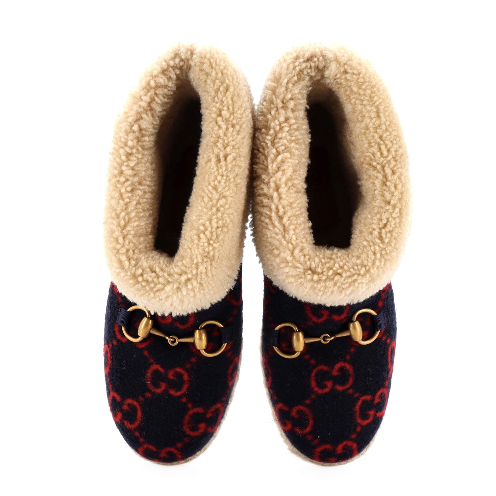 Women's Fria Horsebit Ankle Boots GG Wool and Shearling