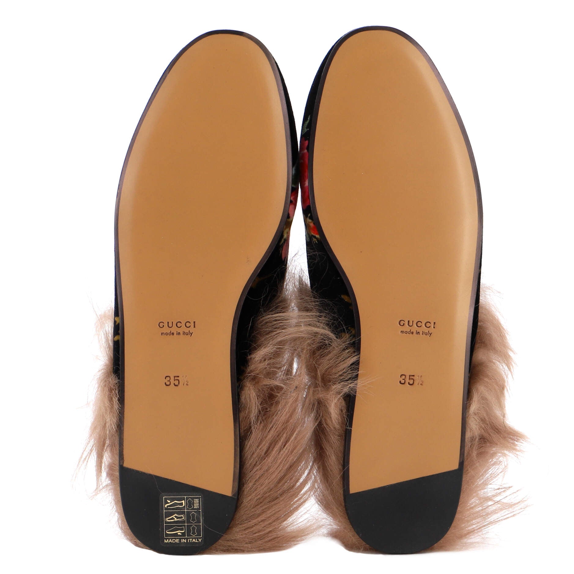 Women's Princetown Mules Printed Velvet with Fur