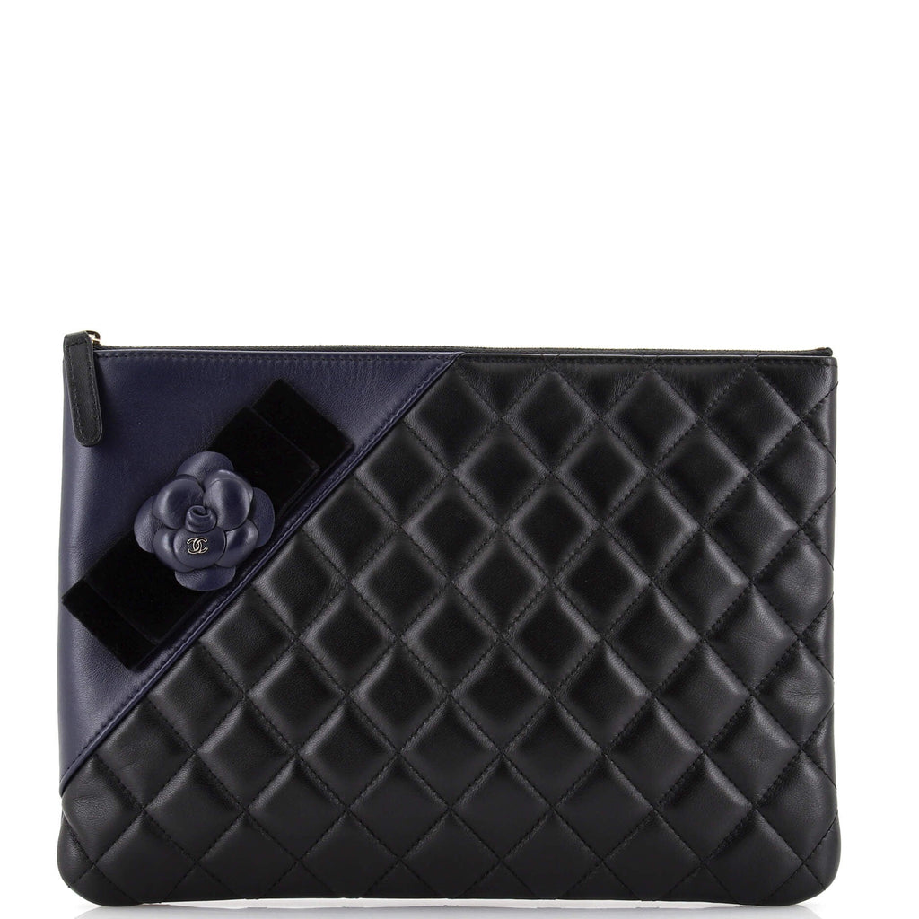 Camellia O Case Clutch Quilted Lambskin Medium