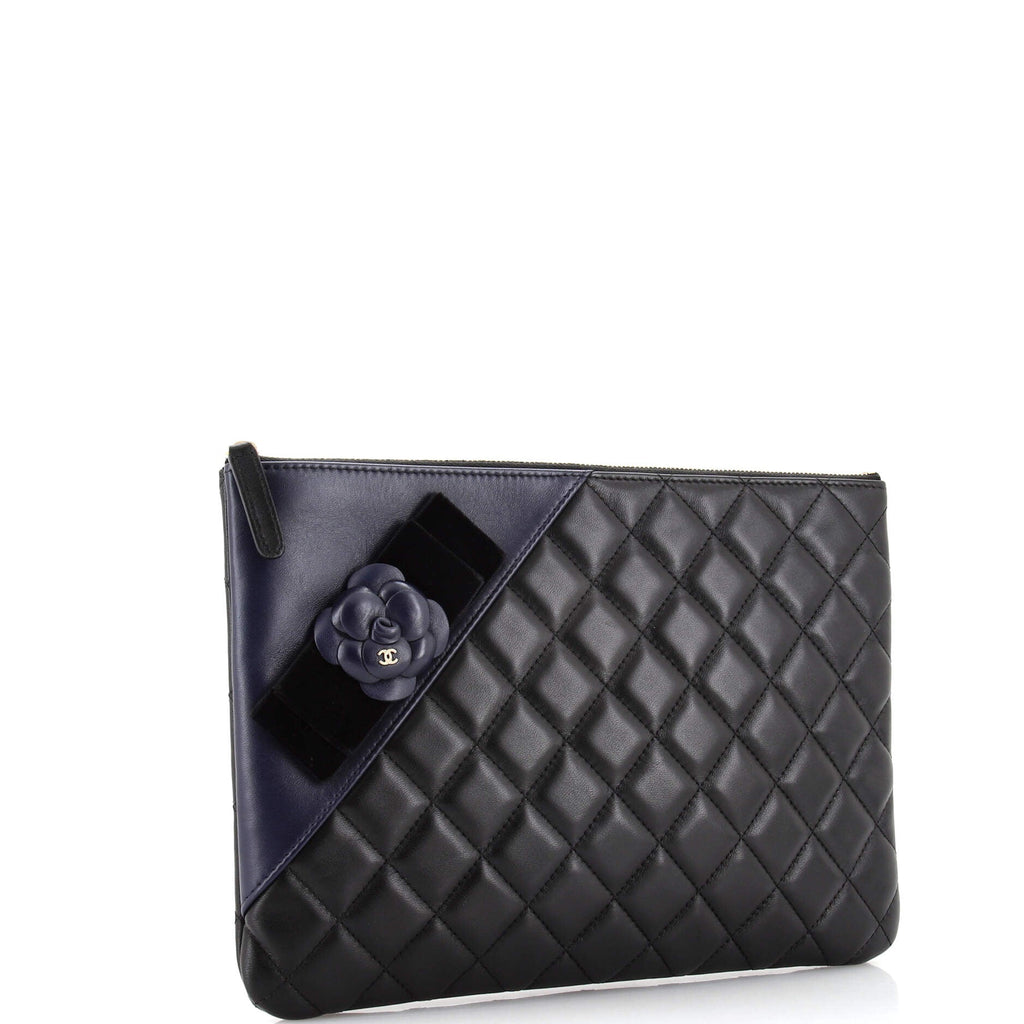 Camellia O Case Clutch Quilted Lambskin Medium