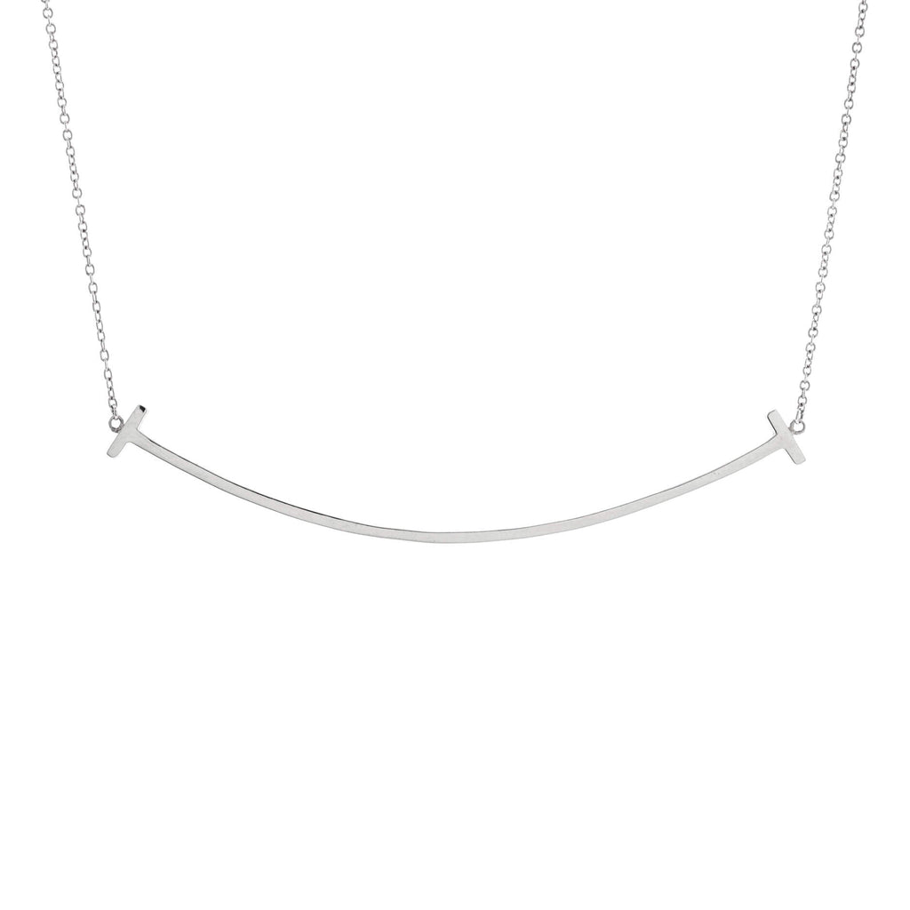 T Smile Pendant Necklace 18K White Gold Large