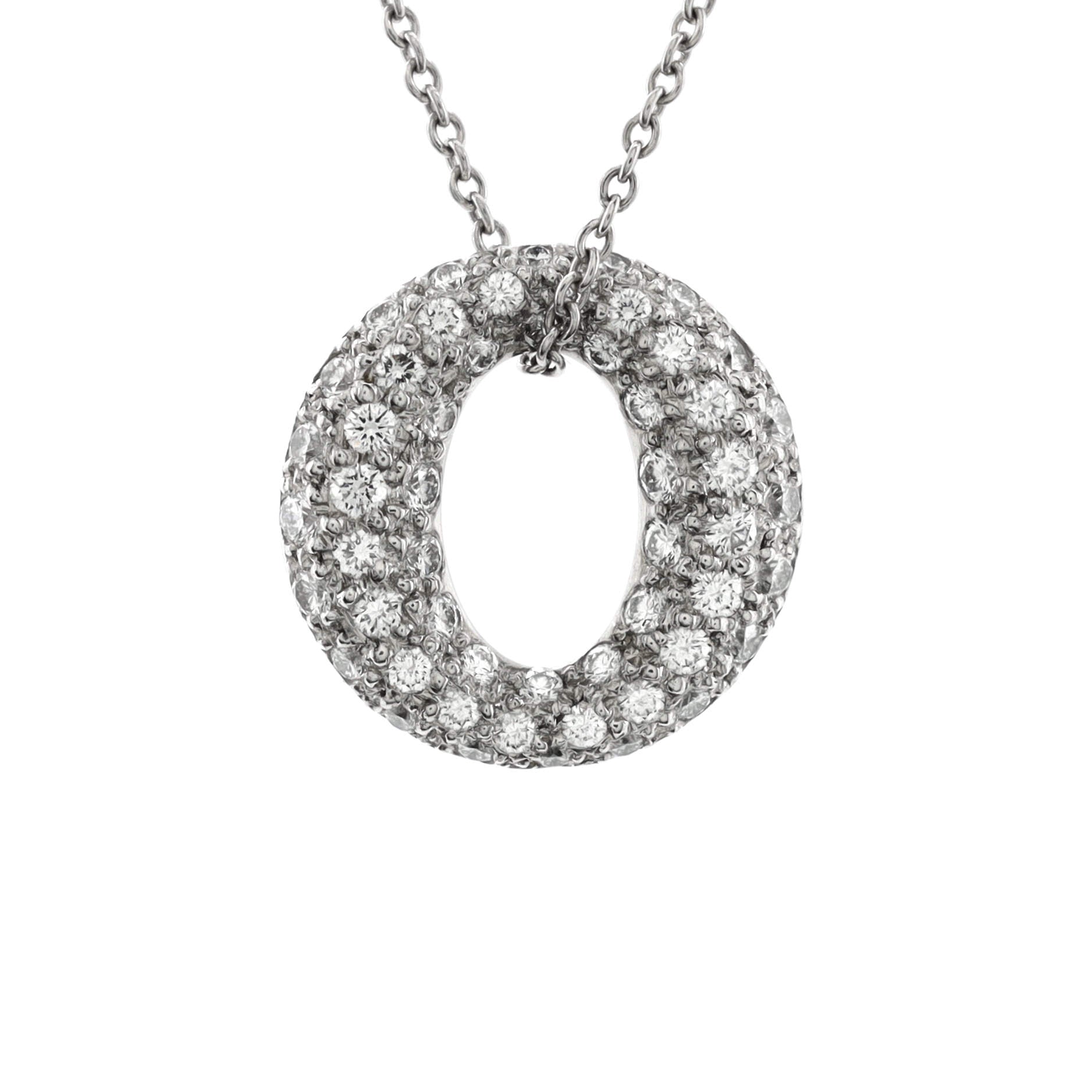 Elsa Peretti Sevillana Pendant Necklace Platinum with Pave Diamonds Mini