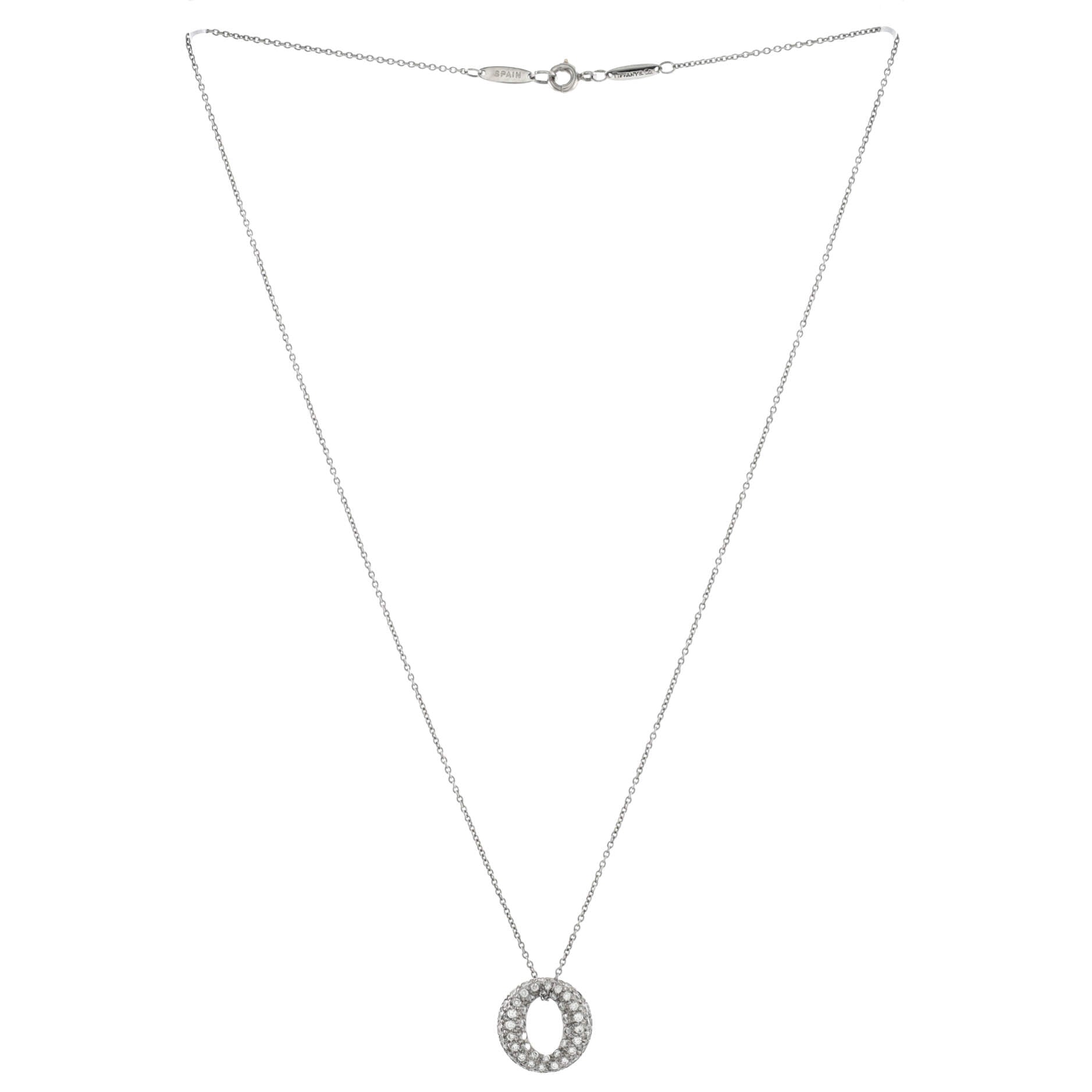 Elsa Peretti Sevillana Pendant Necklace Platinum with Pave Diamonds Mini