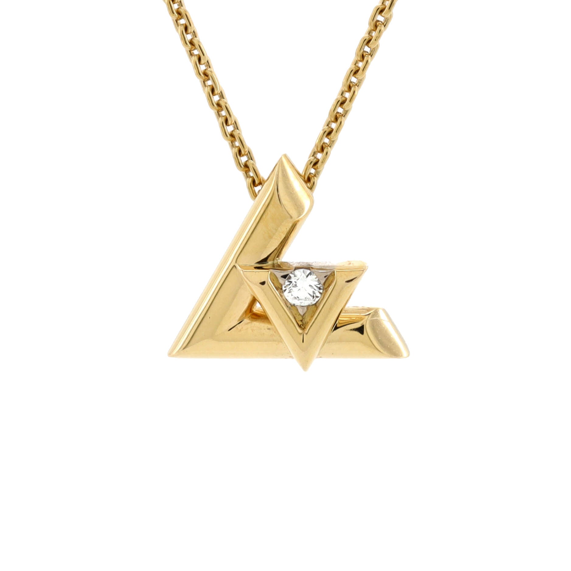 LV Volt One Pendant Necklace 18K Yellow Gold with Diamond Small
