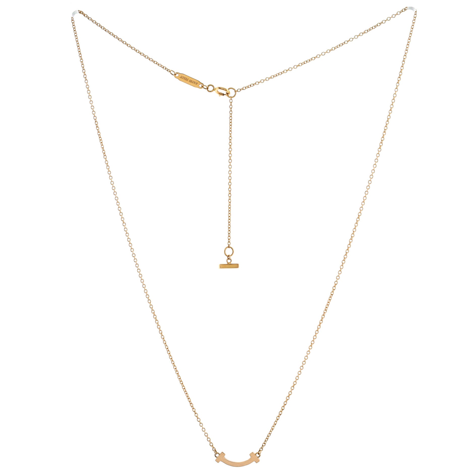 T Smile Pendant Necklace 18K Rose Gold Mini