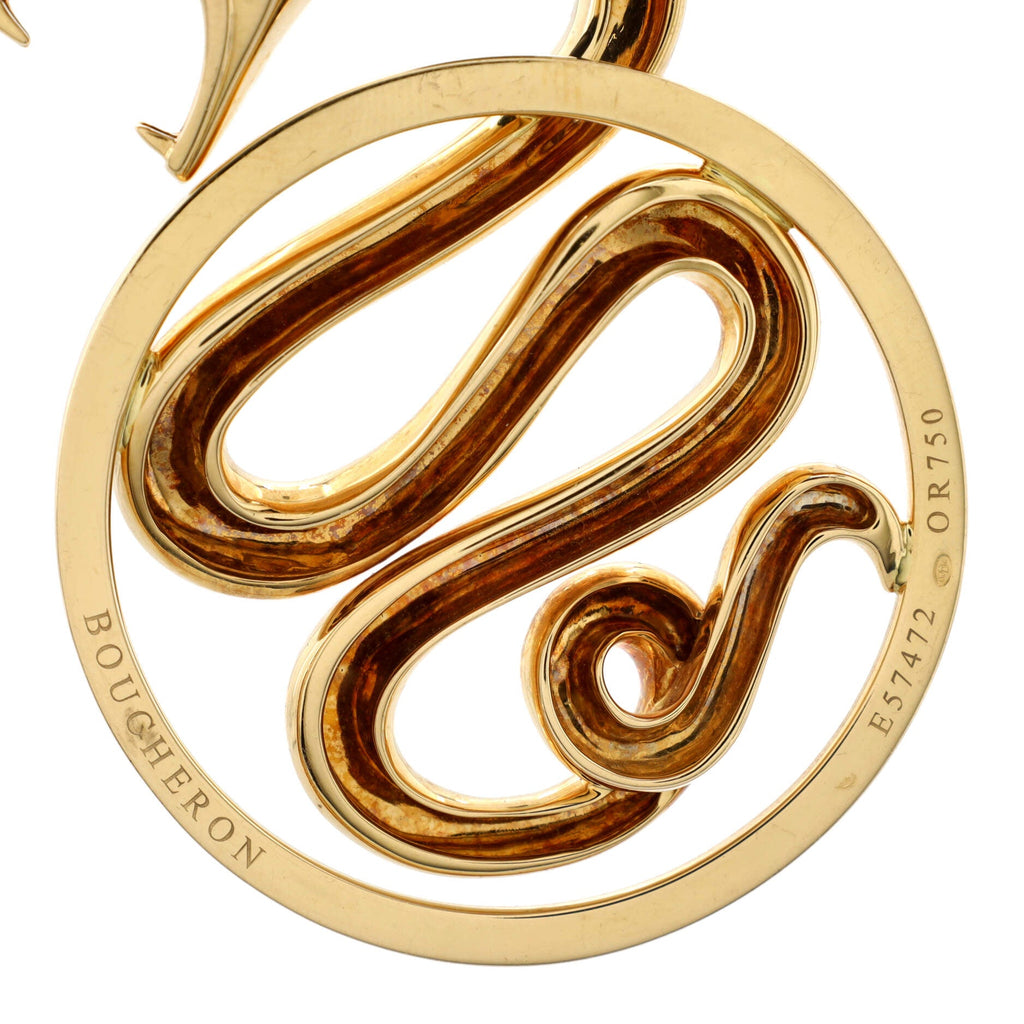 Kaa Snake Braided Necklace 18K Yellow Gold with Leather