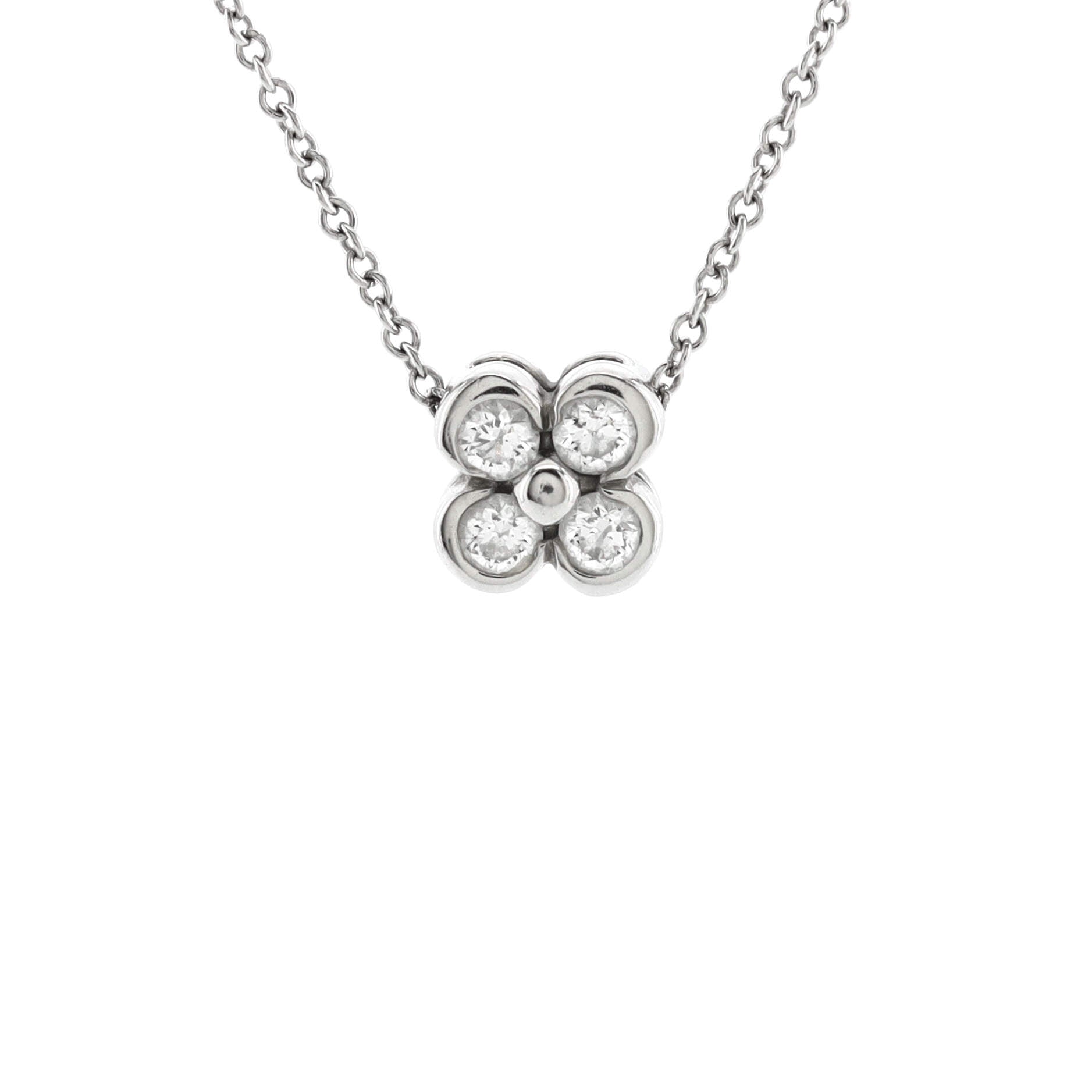 Garden Flower Pendant Necklace Platinum and Diamonds