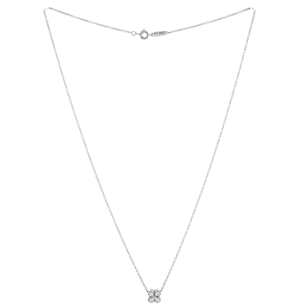 Garden Flower Pendant Necklace Platinum and Diamonds