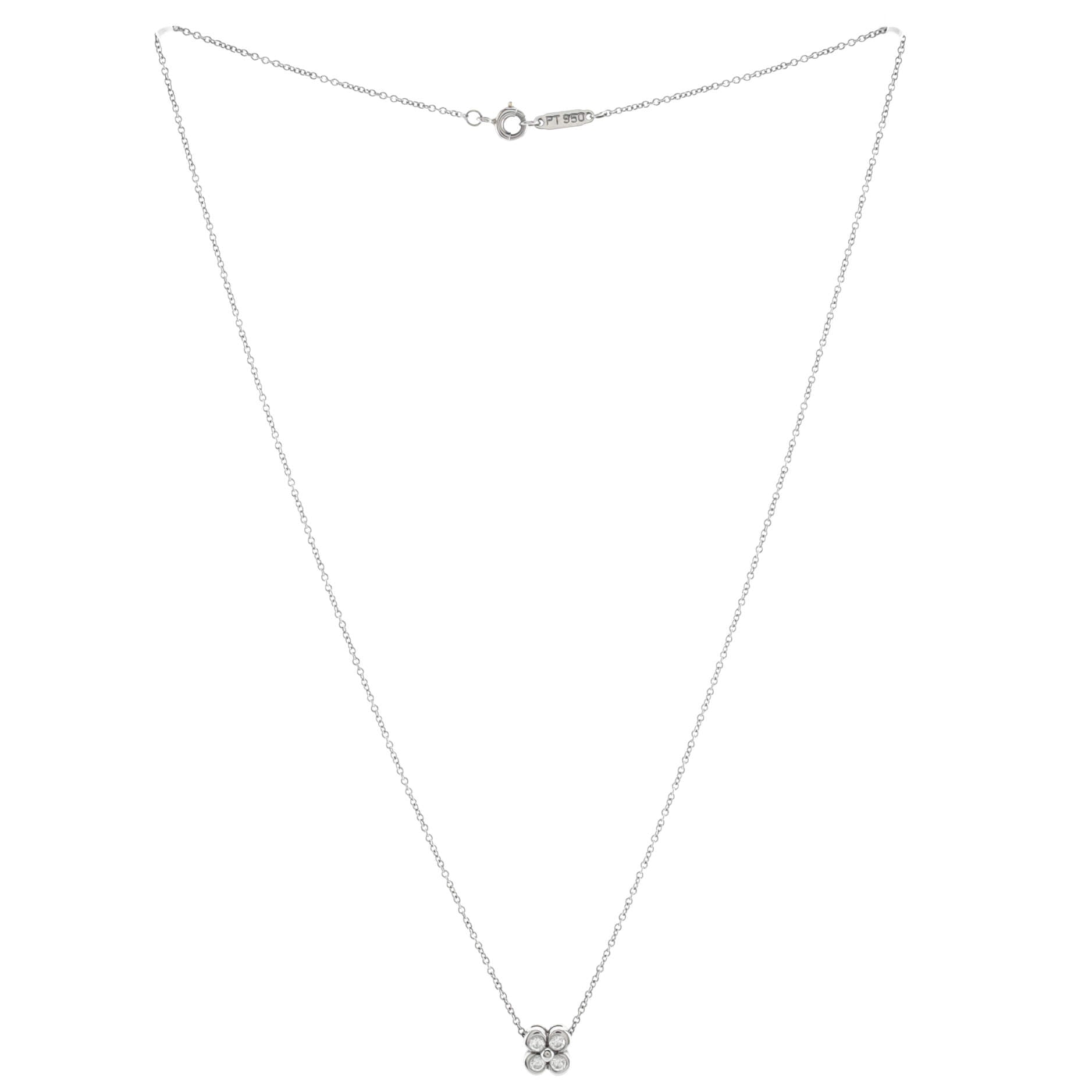 Garden Flower Pendant Necklace Platinum and Diamonds