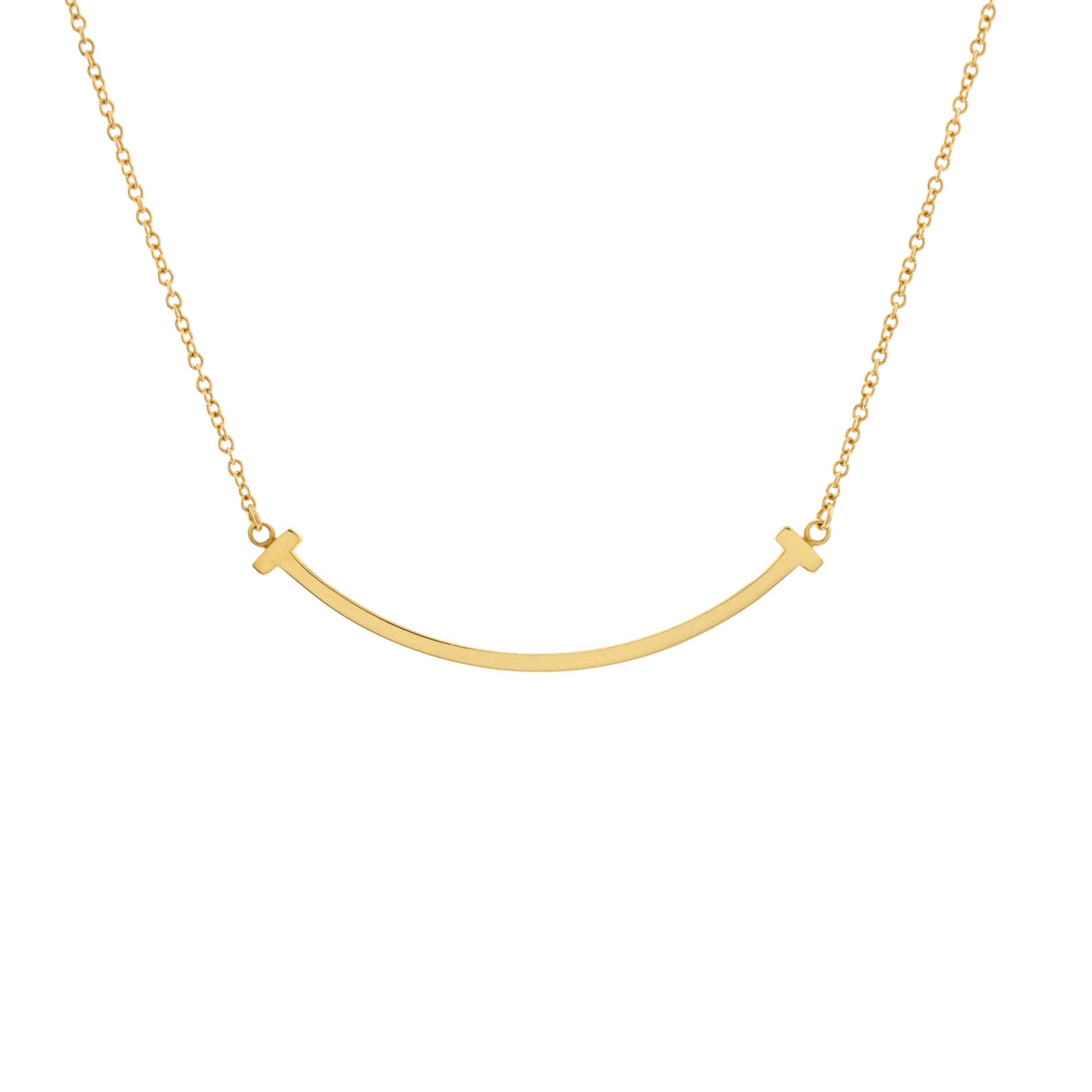 T Smile Pendant Necklace 18K Yellow Gold Small