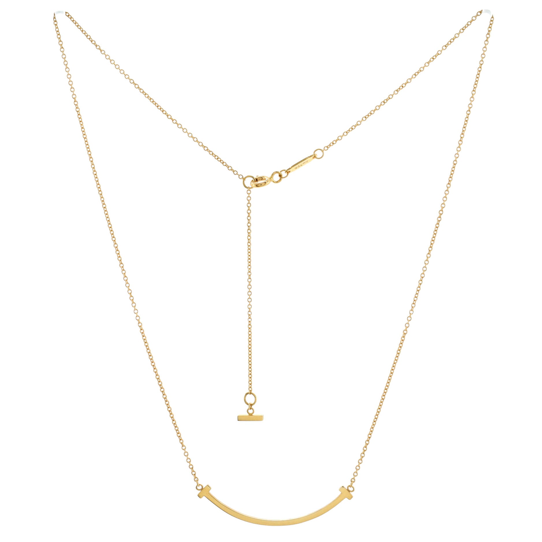 T Smile Pendant Necklace 18K Yellow Gold Small