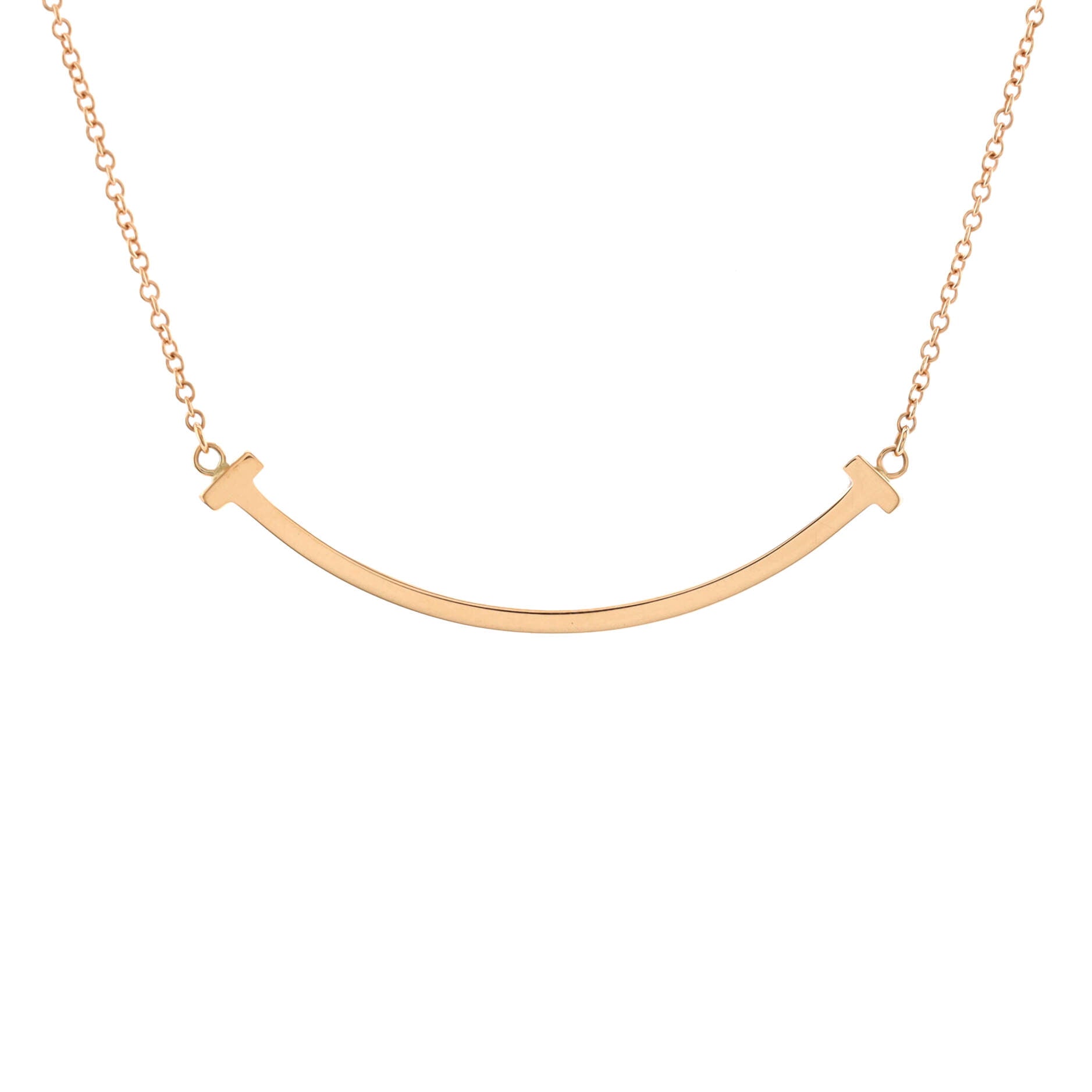 T Smile Pendant Necklace 18K Rose Gold Small