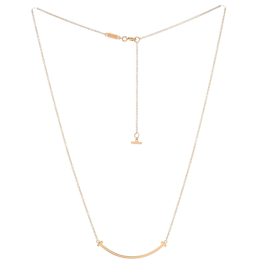 T Smile Pendant Necklace 18K Rose Gold Small