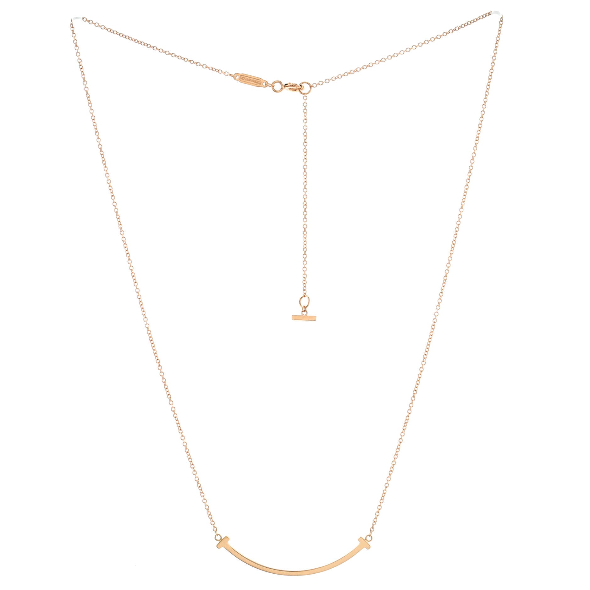 T Smile Pendant Necklace 18K Rose Gold Small