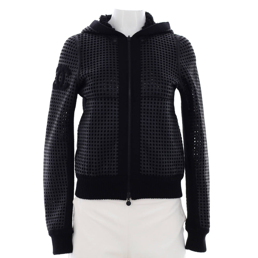 Women's CC Reversible ZIp Up Jacket Perforated Leather and Wool