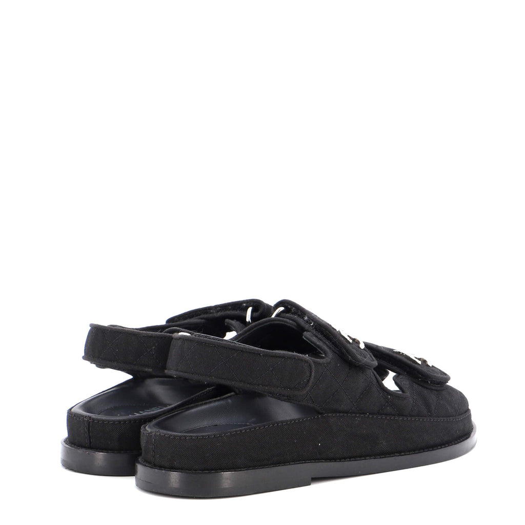 Women's Velcro Dad Sandals Quilted Fabric with Crystals
