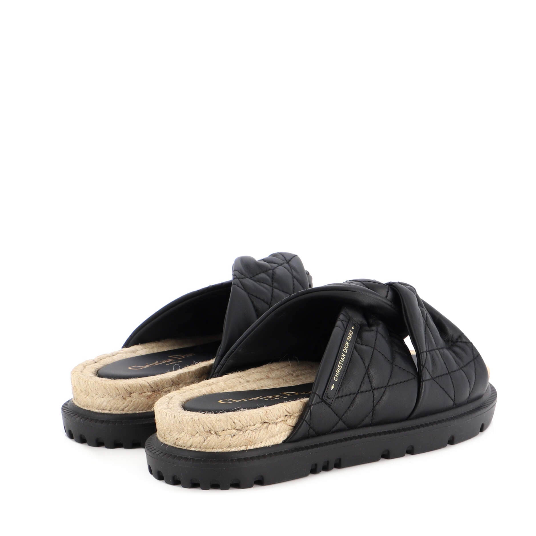 Women's Dtwist Slide Espadrilles Cannage Quilt Leather