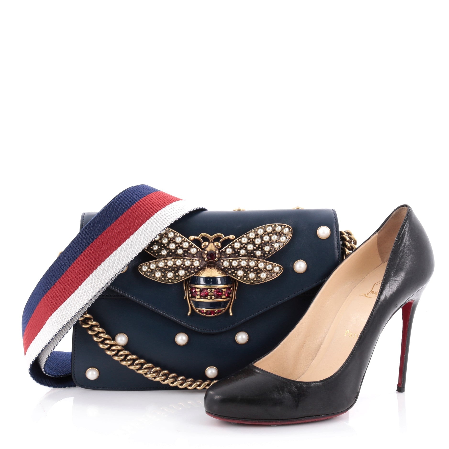 Broadway Pearly Bee Shoulder Bag Embellished Leather Mini