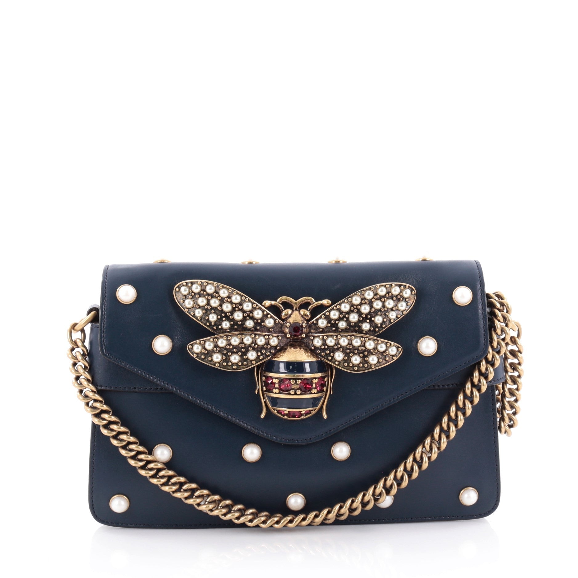Broadway Pearly Bee Shoulder Bag Embellished Leather Mini